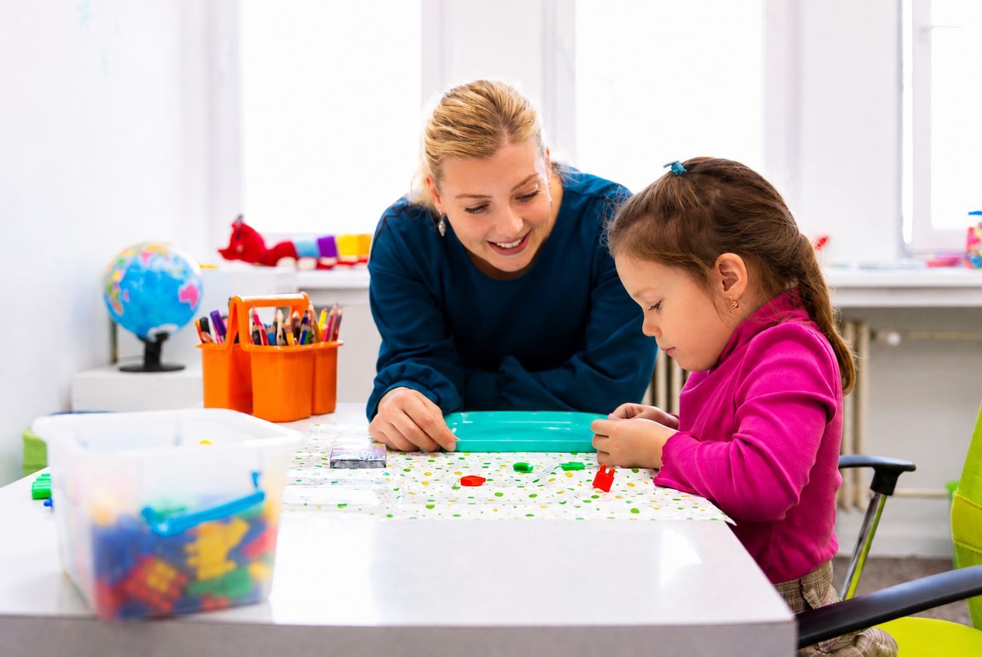 One-to-one occupational therapy session building motor skills at The Durand Clinic