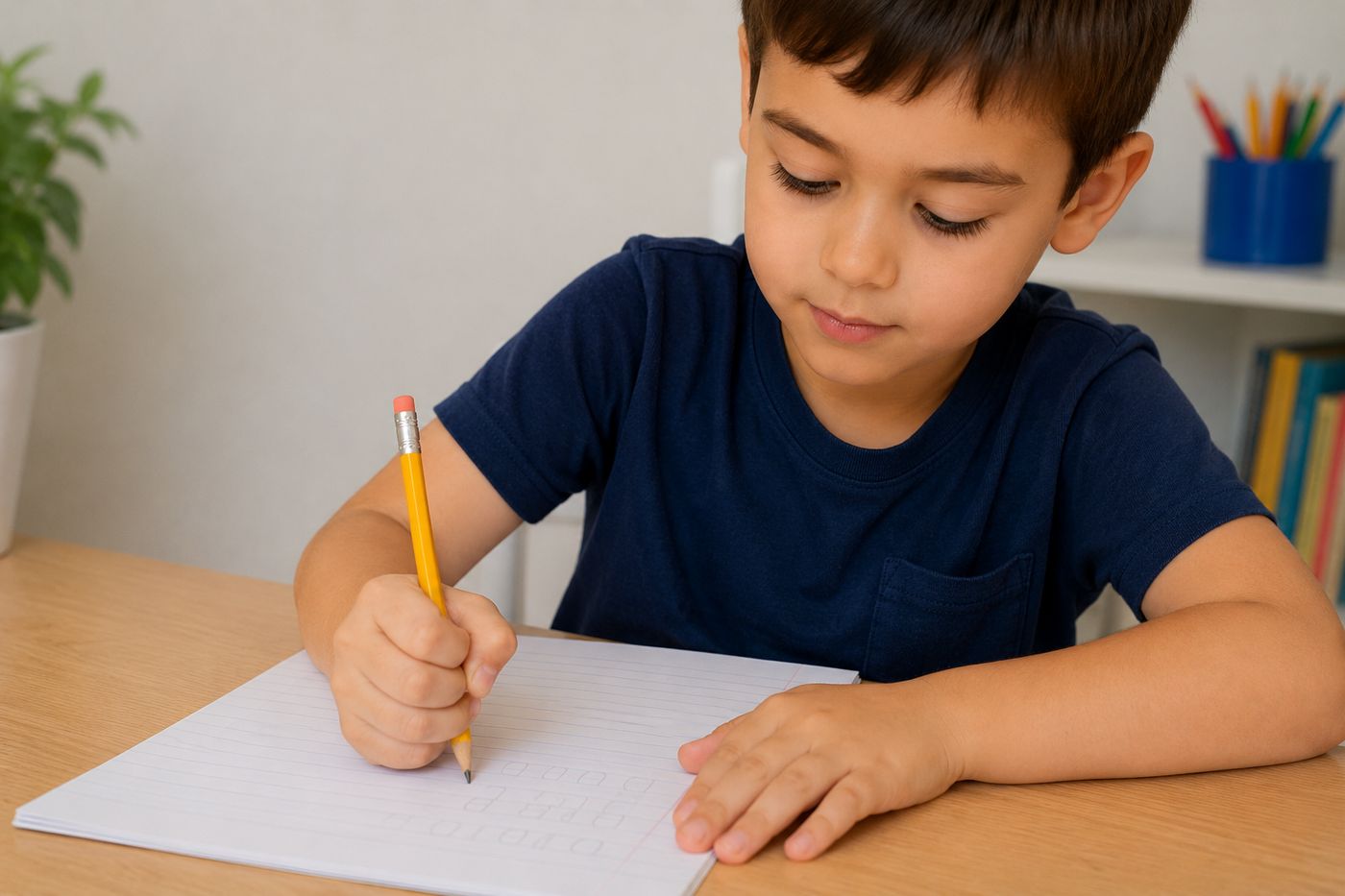 Child practicing pencil grasp during occupational therapy at The Durand Clinic